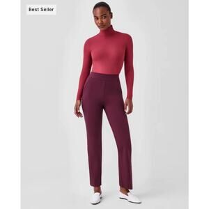 SPANX SuperSmooth PerfectFit Slimming Ponte Kick Flare Pant High Rise Burgundy M